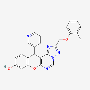 molecular formula C25H19N5O3 B10873243 2-[(2-Methylphenoxy)methyl]-12-(3-pyridyl)-12H-chromeno[3,2-E][1,2,4]triazolo[1,5-C]pyrimidin-9-OL 