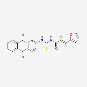 molecular formula C22H14N2O4S B10873245 (2E)-N-[(9,10-dioxo-9,10-dihydroanthracen-2-yl)carbamothioyl]-3-(furan-2-yl)prop-2-enamide 