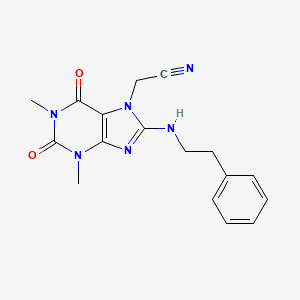 {1,3-dimethyl-2,6-dioxo-8-[(2-phenylethyl)amino]-1,2,3,6-tetrahydro-7H-purin-7-yl}acetonitrile