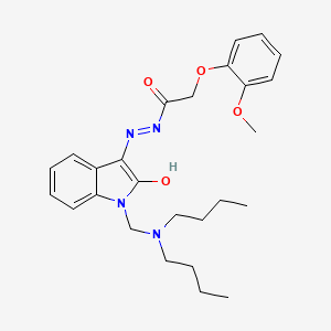 molecular formula C26H34N4O4 B10873267 N'-{(3Z)-1-[(dibutylamino)methyl]-2-oxo-1,2-dihydro-3H-indol-3-ylidene}-2-(2-methoxyphenoxy)acetohydrazide 