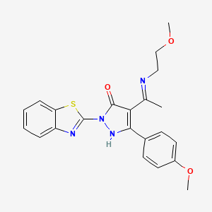 (4Z)-2-(1,3-benzothiazol-2-yl)-4-{1-[(2-methoxyethyl)amino]ethylidene}-5-(4-methoxyphenyl)-2,4-dihydro-3H-pyrazol-3-one