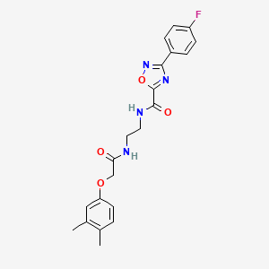 molecular formula C21H21FN4O4 B10873377 N-(2-{[(3,4-dimethylphenoxy)acetyl]amino}ethyl)-3-(4-fluorophenyl)-1,2,4-oxadiazole-5-carboxamide 