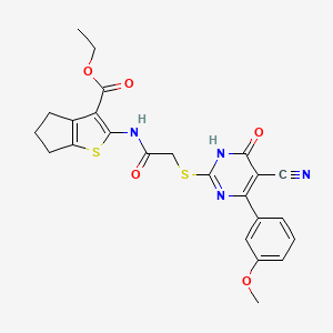 molecular formula C24H22N4O5S2 B10873418 ethyl 2-[({[5-cyano-4-(3-methoxyphenyl)-6-oxo-1,6-dihydropyrimidin-2-yl]sulfanyl}acetyl)amino]-5,6-dihydro-4H-cyclopenta[b]thiophene-3-carboxylate 