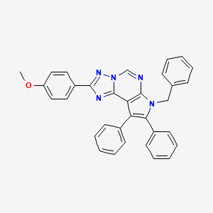 molecular formula C33H25N5O B10873430 4-(7-Benzyl-8,9-diphenyl-7H-pyrrolo[3,2-E][1,2,4]triazolo[1,5-C]pyrimidin-2-YL)phenyl methyl ether 