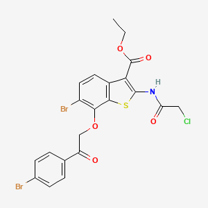 molecular formula C21H16Br2ClNO5S B10873438 Ethyl 6-bromo-7-[2-(4-bromophenyl)-2-oxoethoxy]-2-[(chloroacetyl)amino]-1-benzothiophene-3-carboxylate 