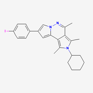 molecular formula C24H26IN3 B10873445 4-cyclohexyl-11-(4-iodophenyl)-3,5,7-trimethyl-4,8,9-triazatricyclo[7.3.0.02,6]dodeca-1(12),2,5,7,10-pentaene 