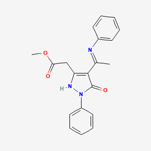 molecular formula C20H19N3O3 B10873473 methyl {(4Z)-5-oxo-1-phenyl-4-[1-(phenylamino)ethylidene]-4,5-dihydro-1H-pyrazol-3-yl}acetate 