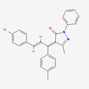 molecular formula C26H21BrN2O B10873476 (4E)-4-[(2E)-3-(4-bromophenyl)-1-(4-methylphenyl)prop-2-en-1-ylidene]-5-methyl-2-phenyl-2,4-dihydro-3H-pyrazol-3-one 