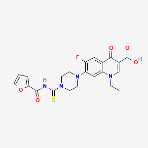 molecular formula C22H21FN4O5S B10873534 1-Ethyl-6-fluoro-7-{4-[(furan-2-ylcarbonyl)carbamothioyl]piperazin-1-yl}-4-oxo-1,4-dihydroquinoline-3-carboxylic acid 