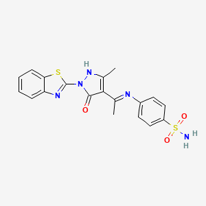 molecular formula C19H17N5O3S2 B10873540 4-({(1Z)-1-[1-(1,3-benzothiazol-2-yl)-3-methyl-5-oxo-1,5-dihydro-4H-pyrazol-4-ylidene]ethyl}amino)benzenesulfonamide 