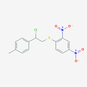 molecular formula C15H13ClN2O4S B10873551 Benzene, 1-[[2-chloro-2-(4-methylphenyl)ethyl]thio]-2,4-dinitro- CAS No. 89039-18-9