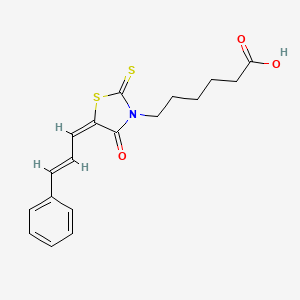 molecular formula C18H19NO3S2 B10873569 6-[4-Oxo-5-(3-phenyl-2-propenylidene)-2-thioxo-1,3-thiazolan-3-YL]hexanoic acid 