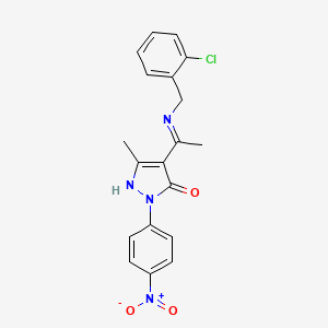 molecular formula C19H17ClN4O3 B10873608 (4Z)-4-{1-[(2-chlorobenzyl)amino]ethylidene}-5-methyl-2-(4-nitrophenyl)-2,4-dihydro-3H-pyrazol-3-one 