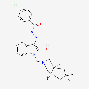 4-chloro-N'-{(3Z)-2-oxo-1-[(1,3,3-trimethyl-6-azabicyclo[3.2.1]oct-6-yl)methyl]-1,2-dihydro-3H-indol-3-ylidene}benzohydrazide