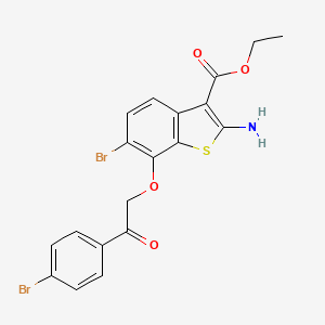 molecular formula C19H15Br2NO4S B10873648 Ethyl 2-amino-6-bromo-7-[2-(4-bromophenyl)-2-oxoethoxy]-1-benzothiophene-3-carboxylate 