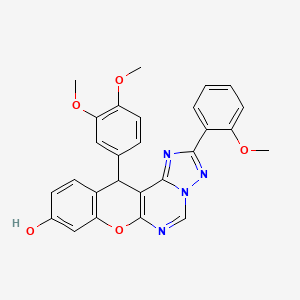 molecular formula C27H22N4O5 B10873668 12-(3,4-dimethoxyphenyl)-2-(2-methoxyphenyl)-12H-chromeno[3,2-e][1,2,4]triazolo[1,5-c]pyrimidin-9-ol 