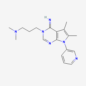 molecular formula C18H24N6 B10873674 3-(4-imino-5,6-dimethyl-7-(pyridin-3-yl)-4,7-dihydro-3H-pyrrolo[2,3-d]pyrimidin-3-yl)-N,N-dimethylpropan-1-amine 