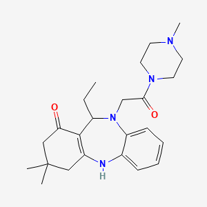 molecular formula C24H34N4O2 B10873677 11-ethyl-3,3-dimethyl-10-[2-(4-methylpiperazin-1-yl)-2-oxoethyl]-2,3,4,5,10,11-hexahydro-1H-dibenzo[b,e][1,4]diazepin-1-one 