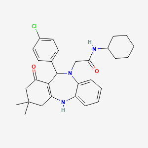 2-[11-(4-chlorophenyl)-3,3-dimethyl-1-oxo-1,2,3,4,5,11-hexahydro-10H-dibenzo[b,e][1,4]diazepin-10-yl]-N-cyclohexylacetamide