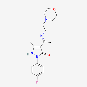 molecular formula C18H23FN4O2 B10873697 (4Z)-2-(4-fluorophenyl)-5-methyl-4-(1-{[2-(morpholin-4-yl)ethyl]amino}ethylidene)-2,4-dihydro-3H-pyrazol-3-one 