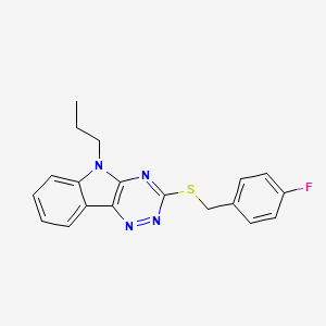 molecular formula C19H17FN4S B10873715 3-[(4-fluorobenzyl)sulfanyl]-5-propyl-5H-[1,2,4]triazino[5,6-b]indole 