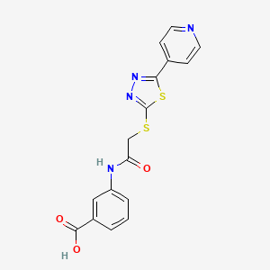 molecular formula C16H12N4O3S2 B10873732 3-[({[5-(Pyridin-4-yl)-1,3,4-thiadiazol-2-yl]sulfanyl}acetyl)amino]benzoic acid 