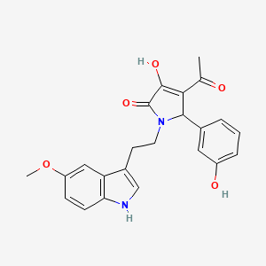 molecular formula C23H22N2O5 B10873750 4-acetyl-3-hydroxy-5-(3-hydroxyphenyl)-1-[2-(5-methoxy-1H-indol-3-yl)ethyl]-1,5-dihydro-2H-pyrrol-2-one 