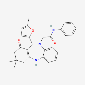 2-[3,3-dimethyl-11-(5-methylfuran-2-yl)-1-oxo-1,2,3,4,5,11-hexahydro-10H-dibenzo[b,e][1,4]diazepin-10-yl]-N-phenylacetamide