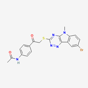 molecular formula C20H16BrN5O2S B10873785 N-(4-{[(8-bromo-5-methyl-5H-[1,2,4]triazino[5,6-b]indol-3-yl)sulfanyl]acetyl}phenyl)acetamide 