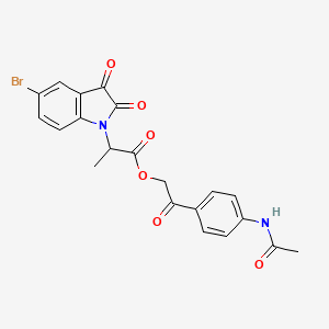 molecular formula C21H17BrN2O6 B10873806 2-[4-(acetylamino)phenyl]-2-oxoethyl 2-(5-bromo-2,3-dioxo-2,3-dihydro-1H-indol-1-yl)propanoate 