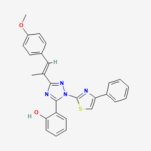 molecular formula C27H22N4O2S B10873809 2-[3-[2-(4-Methoxyphenyl)-1-methylvinyl]-1-(4-phenyl-1,3-thiazol-2-YL)-1H-1,2,4-triazol-5-YL]phenol 