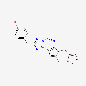 molecular formula C22H21N5O2 B10873817 7-(furan-2-ylmethyl)-2-(4-methoxybenzyl)-8,9-dimethyl-7H-pyrrolo[3,2-e][1,2,4]triazolo[1,5-c]pyrimidine 