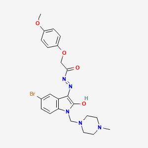 molecular formula C23H26BrN5O4 B10873829 N'-{(3Z)-5-bromo-1-[(4-methylpiperazin-1-yl)methyl]-2-oxo-1,2-dihydro-3H-indol-3-ylidene}-2-(4-methoxyphenoxy)acetohydrazide 