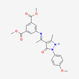 molecular formula C23H23N3O6 B10873846 dimethyl 5-({(1Z)-1-[1-(4-methoxyphenyl)-3-methyl-5-oxo-1,5-dihydro-4H-pyrazol-4-ylidene]ethyl}amino)benzene-1,3-dicarboxylate 