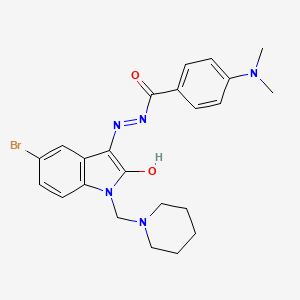 molecular formula C23H26BrN5O2 B10873890 N'-[(3Z)-5-bromo-2-oxo-1-(piperidin-1-ylmethyl)-1,2-dihydro-3H-indol-3-ylidene]-4-(dimethylamino)benzohydrazide 