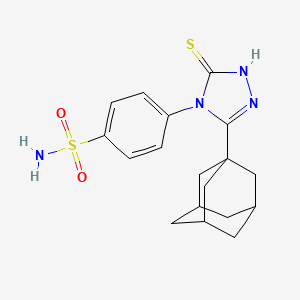 molecular formula C18H22N4O2S2 B10873895 4-[3-(1-Adamantyl)-5-sulfanyl-4H-1,2,4-triazol-4-YL]-1-benzenesulfonamide 