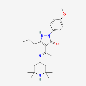 (4Z)-2-(4-methoxyphenyl)-5-propyl-4-{1-[(2,2,6,6-tetramethylpiperidin-4-yl)amino]ethylidene}-2,4-dihydro-3H-pyrazol-3-one