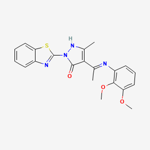 molecular formula C21H20N4O3S B10873976 (4Z)-2-(1,3-benzothiazol-2-yl)-4-{1-[(2,3-dimethoxyphenyl)amino]ethylidene}-5-methyl-2,4-dihydro-3H-pyrazol-3-one 