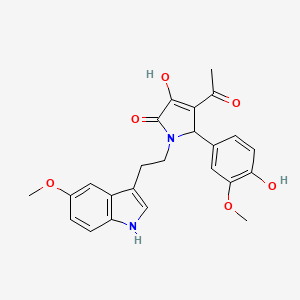 molecular formula C24H24N2O6 B10873986 4-acetyl-3-hydroxy-5-(4-hydroxy-3-methoxyphenyl)-1-[2-(5-methoxy-1H-indol-3-yl)ethyl]-1,5-dihydro-2H-pyrrol-2-one 