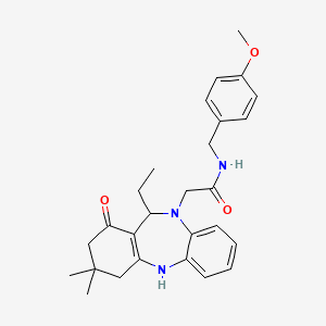 2-(11-ethyl-3,3-dimethyl-1-oxo-1,2,3,4,5,11-hexahydro-10H-dibenzo[b,e][1,4]diazepin-10-yl)-N-(4-methoxybenzyl)acetamide