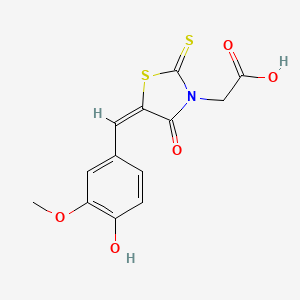 molecular formula C13H11NO5S2 B10874002 (5-(4-HO-3-Methoxybenzylidene)-4-oxo-2-thioxo-1,3-thiazolidin-3-YL)acetic acid 