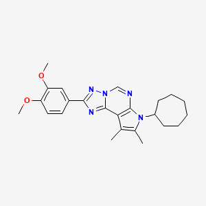 molecular formula C24H29N5O2 B10874018 7-cycloheptyl-2-(3,4-dimethoxyphenyl)-8,9-dimethyl-7H-pyrrolo[3,2-e][1,2,4]triazolo[1,5-c]pyrimidine 