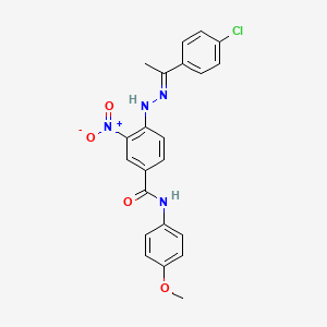 molecular formula C22H19ClN4O4 B10874019 4-{(2E)-2-[1-(4-chlorophenyl)ethylidene]hydrazinyl}-N-(4-methoxyphenyl)-3-nitrobenzamide 