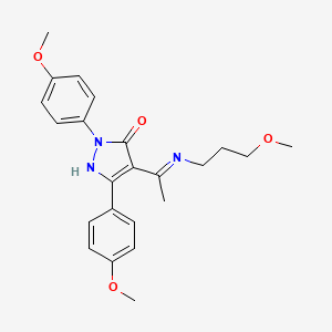 (4Z)-2,5-bis(4-methoxyphenyl)-4-{1-[(3-methoxypropyl)amino]ethylidene}-2,4-dihydro-3H-pyrazol-3-one