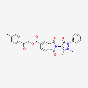 molecular formula C29H23N3O6 B10874075 2-(4-methylphenyl)-2-oxoethyl 2-(1,5-dimethyl-3-oxo-2-phenyl-2,3-dihydro-1H-pyrazol-4-yl)-1,3-dioxo-2,3-dihydro-1H-isoindole-5-carboxylate 