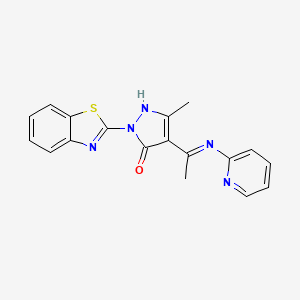 (4Z)-2-(1,3-benzothiazol-2-yl)-5-methyl-4-[1-(pyridin-2-ylamino)ethylidene]-2,4-dihydro-3H-pyrazol-3-one