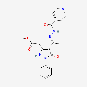 molecular formula C20H19N5O4 B10874109 methyl [(4Z)-5-oxo-1-phenyl-4-{1-[2-(pyridin-4-ylcarbonyl)hydrazinyl]ethylidene}-4,5-dihydro-1H-pyrazol-3-yl]acetate 