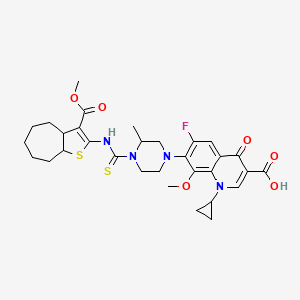 1-cyclopropyl-6-fluoro-8-methoxy-7-(4-{[3-(methoxycarbonyl)-4,5,6,7,8,8a-hexahydro-3aH-cyclohepta[b]thiophen-2-yl]carbamothioyl}-3-methylpiperazin-1-yl)-4-oxo-1,4-dihydroquinoline-3-carboxylic acid