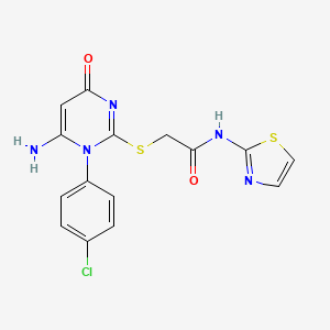 2-{[6-amino-1-(4-chlorophenyl)-4-oxo-1,4-dihydropyrimidin-2-yl]sulfanyl}-N-(1,3-thiazol-2-yl)acetamide