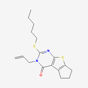 3-Allyl-2-(pentylsulfanyl)-3,5,6,7-tetrahydro-4H-cyclopenta[4,5]thieno[2,3-D]pyrimidin-4-one